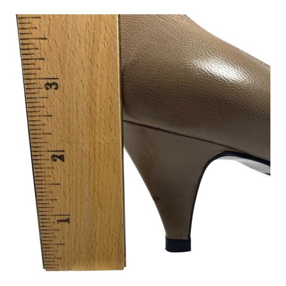 Yves Saint Laurent Vintage Leather Kitten Heel Taupe Snake Inlay Size 6 Heels - Picture 13 of 13